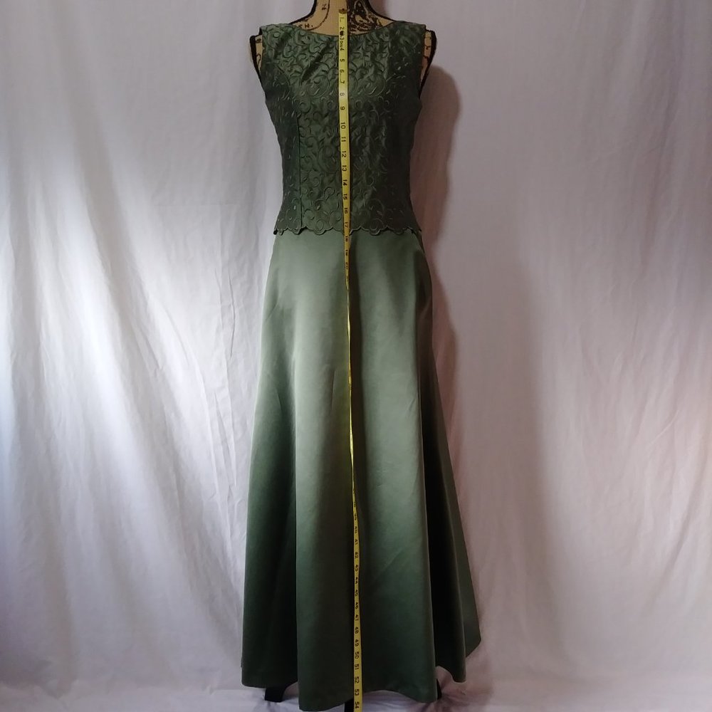 Vintage 2-Piece Formal Bridesmaid Dress Olive Green Professional Hand Sewn - Picture 9 of 16